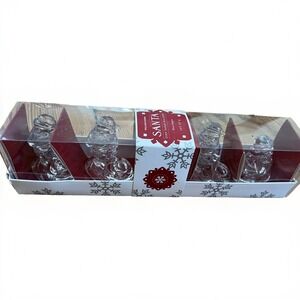 Williams-Sonoma Set 4 Glass Santa Tiny Taper Candle Holders Holiday Christmas